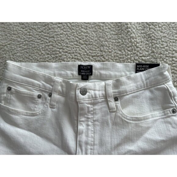 J.CREW Mid-Rise Flare Crop Signature Stretch White Jeans - Picture 7 of 16